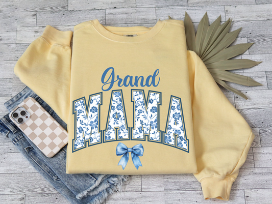Floral Chinoiserie "Grand Mama" Sweatshirt for Mother's Day