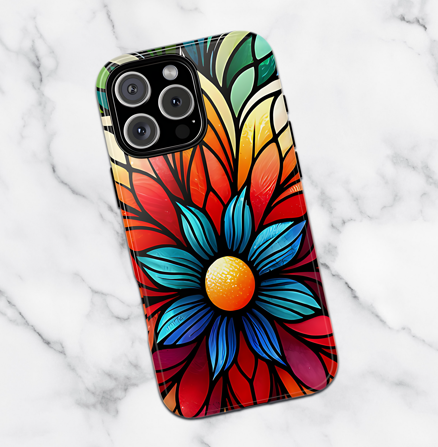 Stained Glass Floral Phone Case: iPhone 11 12 13 14 15 16