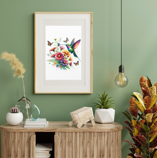 Boho Chic Hummingbird Floral Print