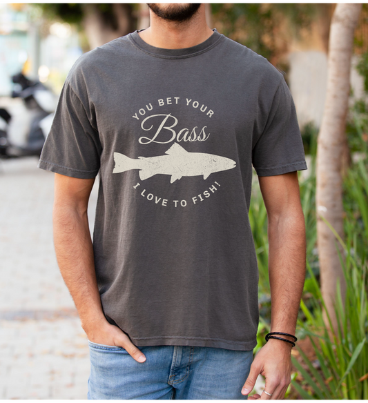 Funny Fishing T-shirt: You Bet Your Bass I Love to Fish!