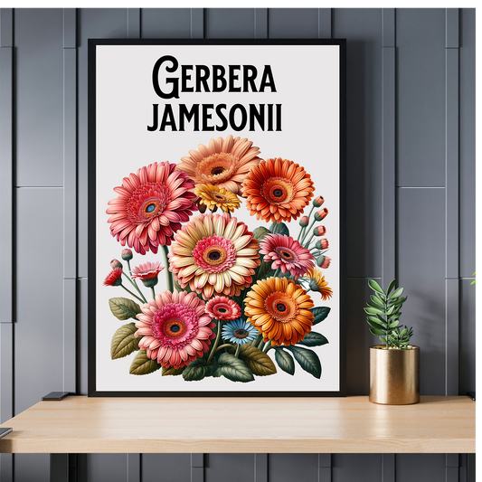 Gerbera Daisies Vintage Matte Poster
