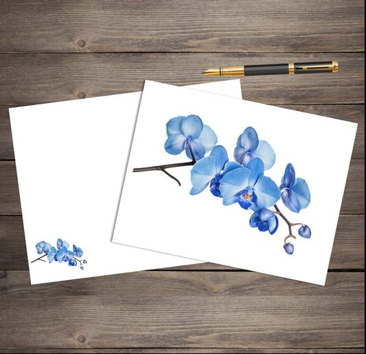Floral Cards - Blue Orchid - set of 10 blank cards with matching envelopes