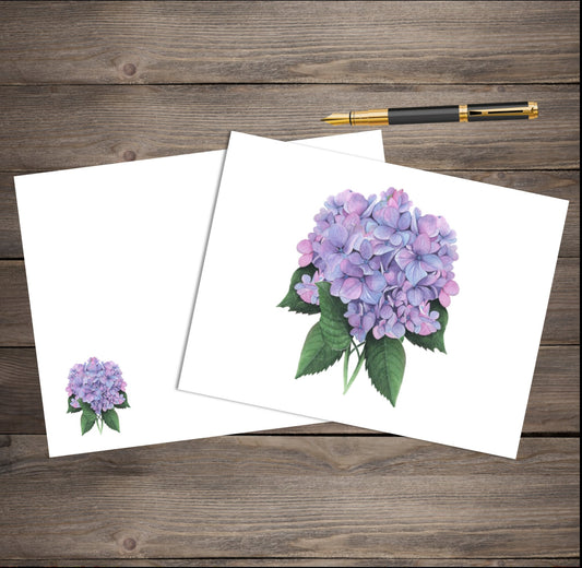 Floral Cards - Hydrangea - set of 10 blank cards with matching envelopes