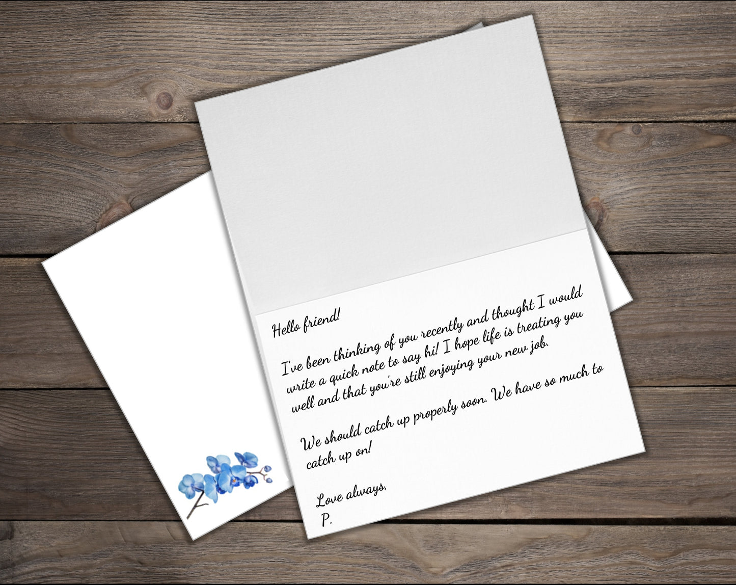 Floral Cards - Blue Orchid - set of 10 blank cards with matching envelopes