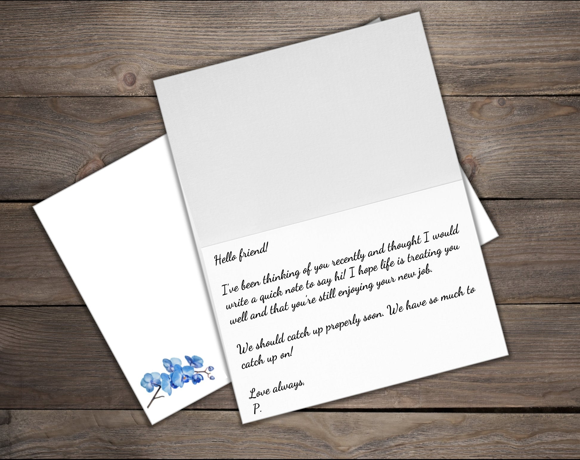 Floral Cards - Blue Orchid - set of 10 blank cards with matching envelopes