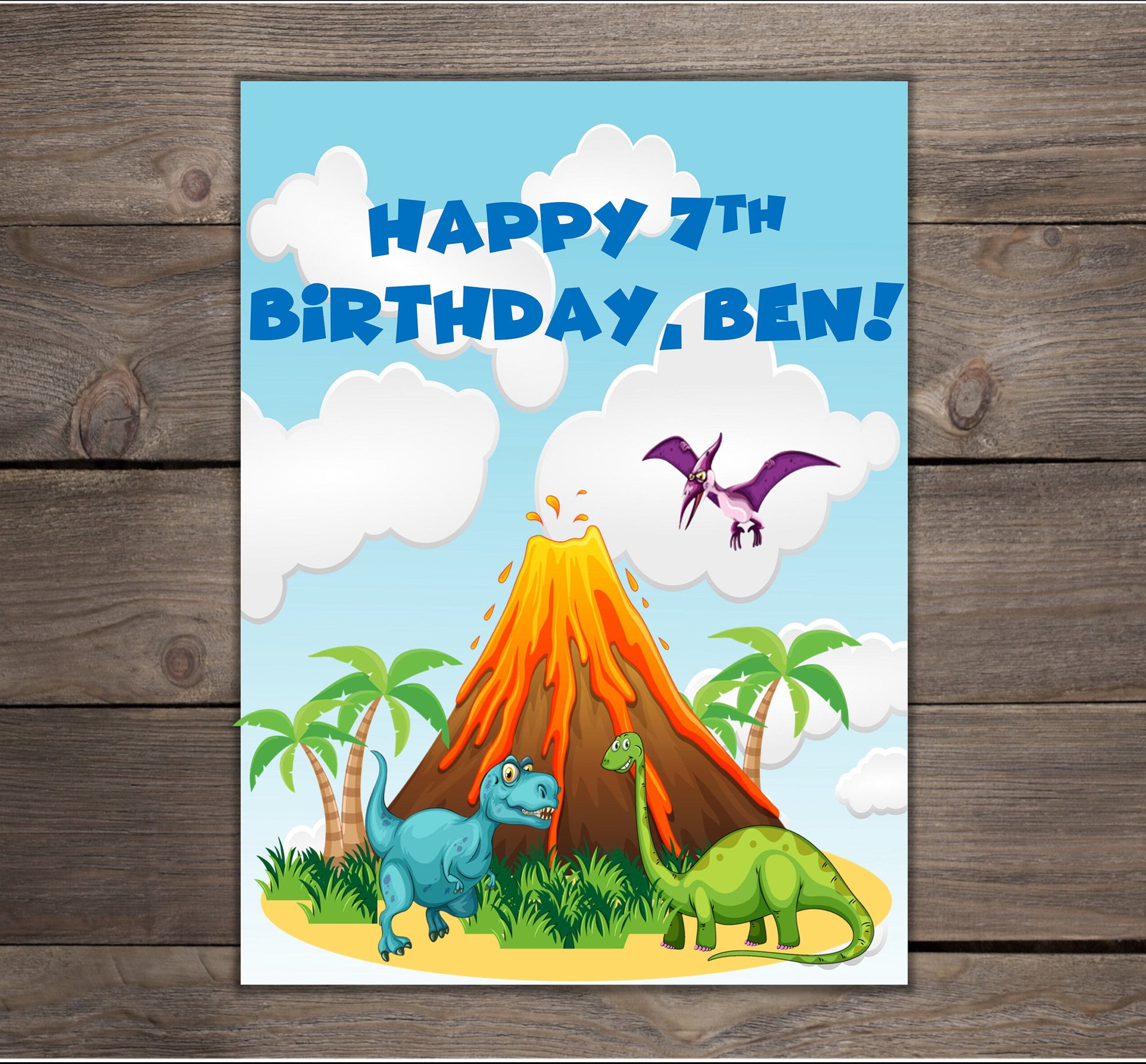Personalized Kid's Dinosaur Birthday Card