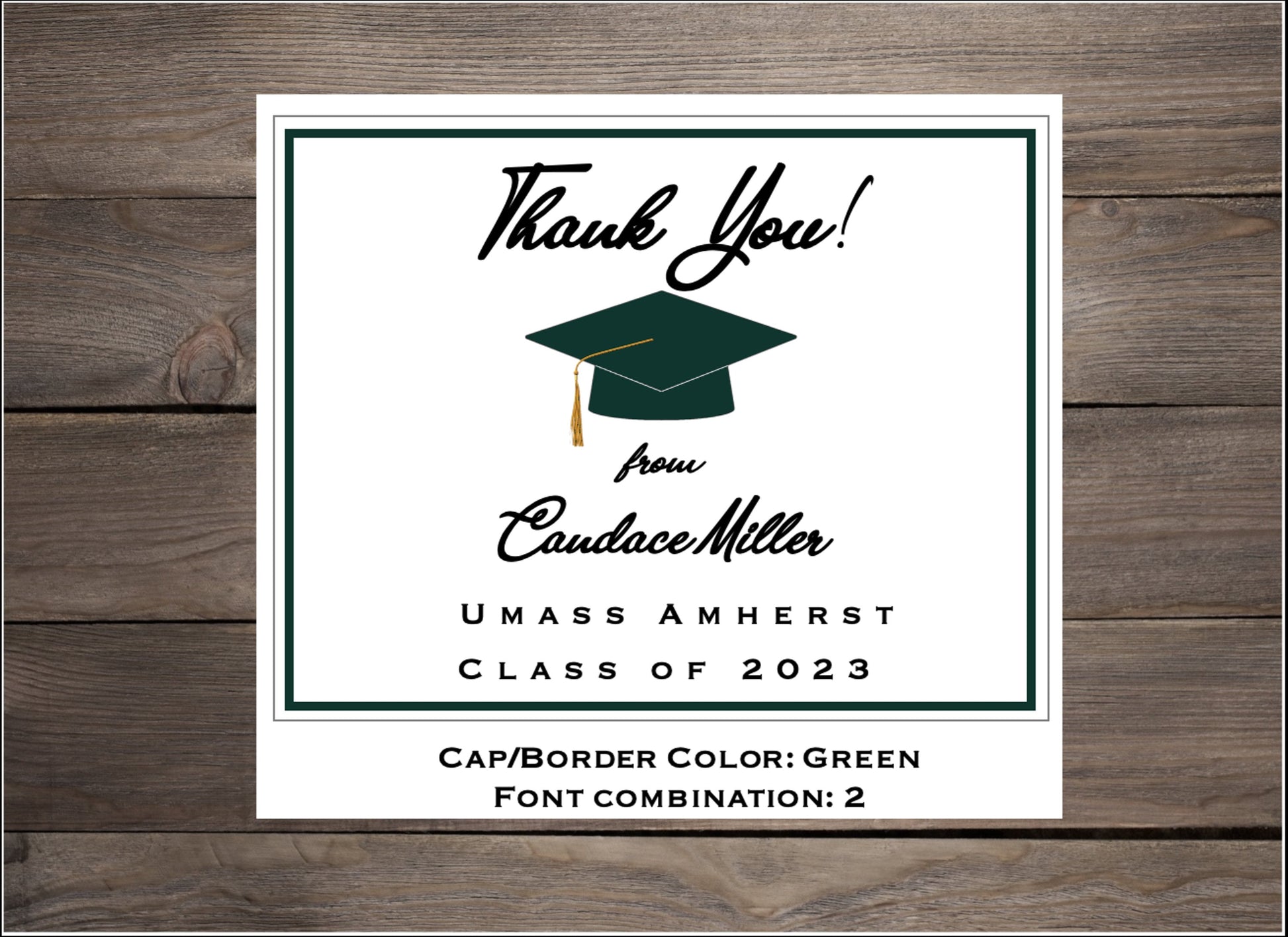 Personalized Graduation Thank You Card: Set of 10