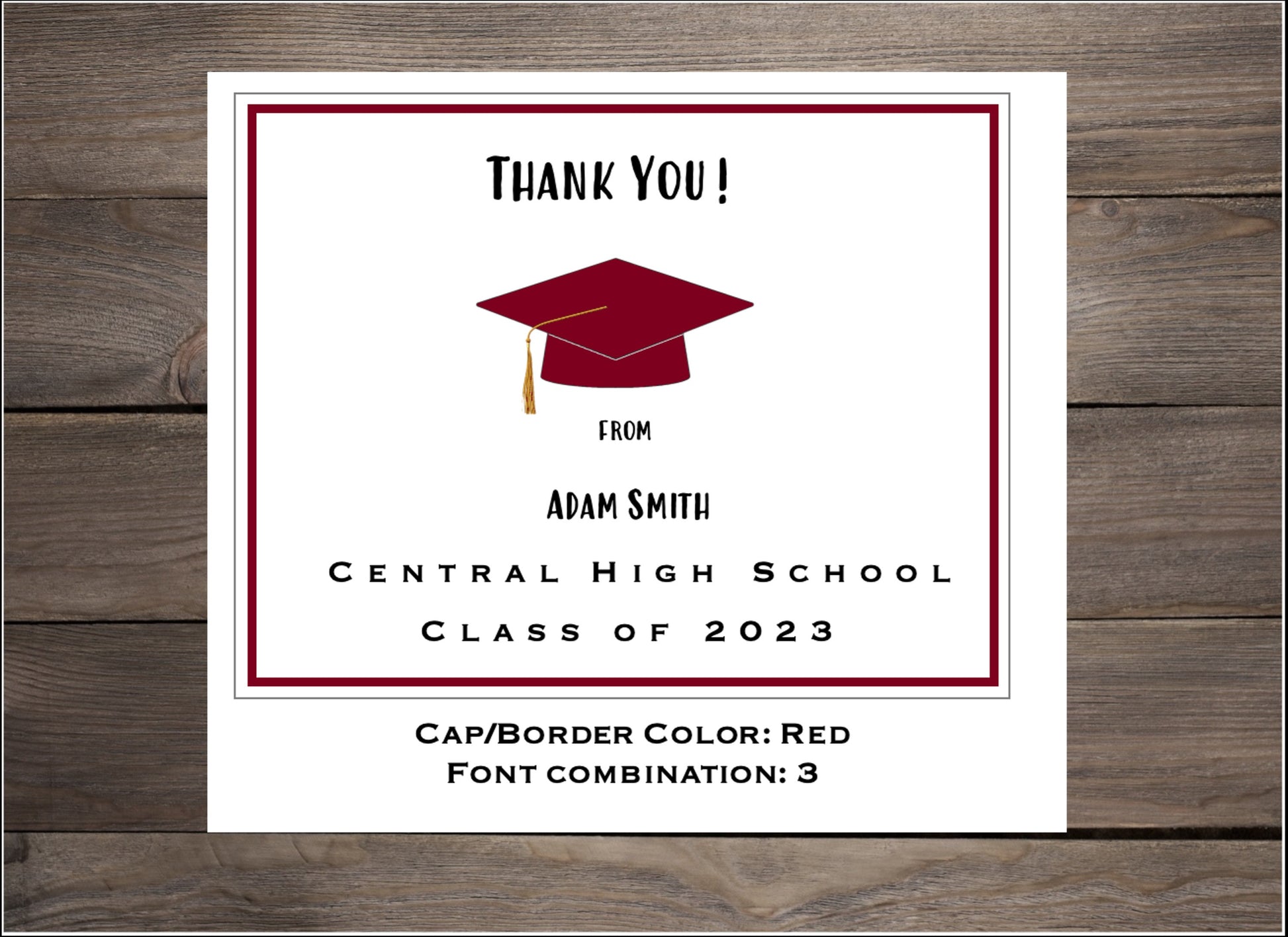 Personalized Graduation Thank You Card: Set of 10