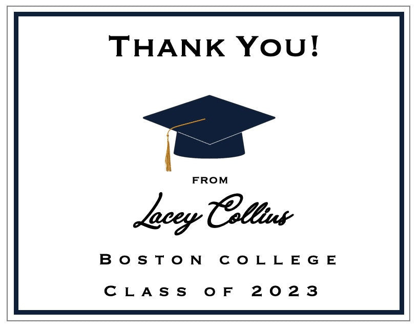 Personalized Graduation Thank You Card: Set of 10