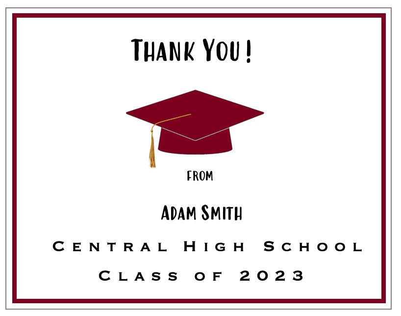 Personalized Graduation Thank You Card: Set of 10