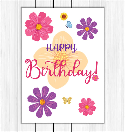 Printable Birthday Card - Flowers