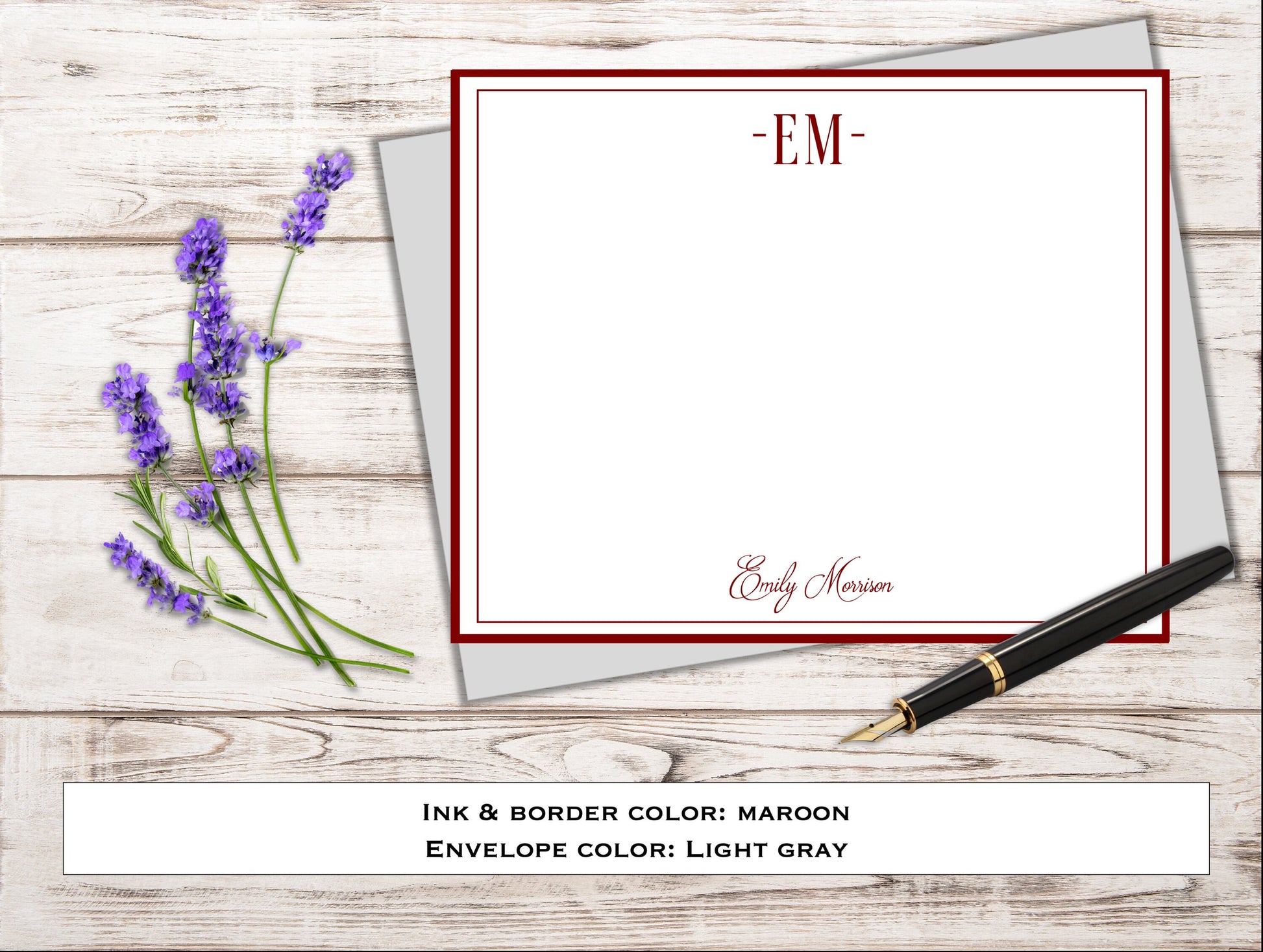 Personalized Stationery - Note Cards & Envelopes - Set of 10