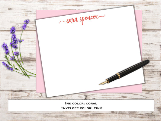 Personalized Stationery - Note Cards & Envelopes - Set of 10