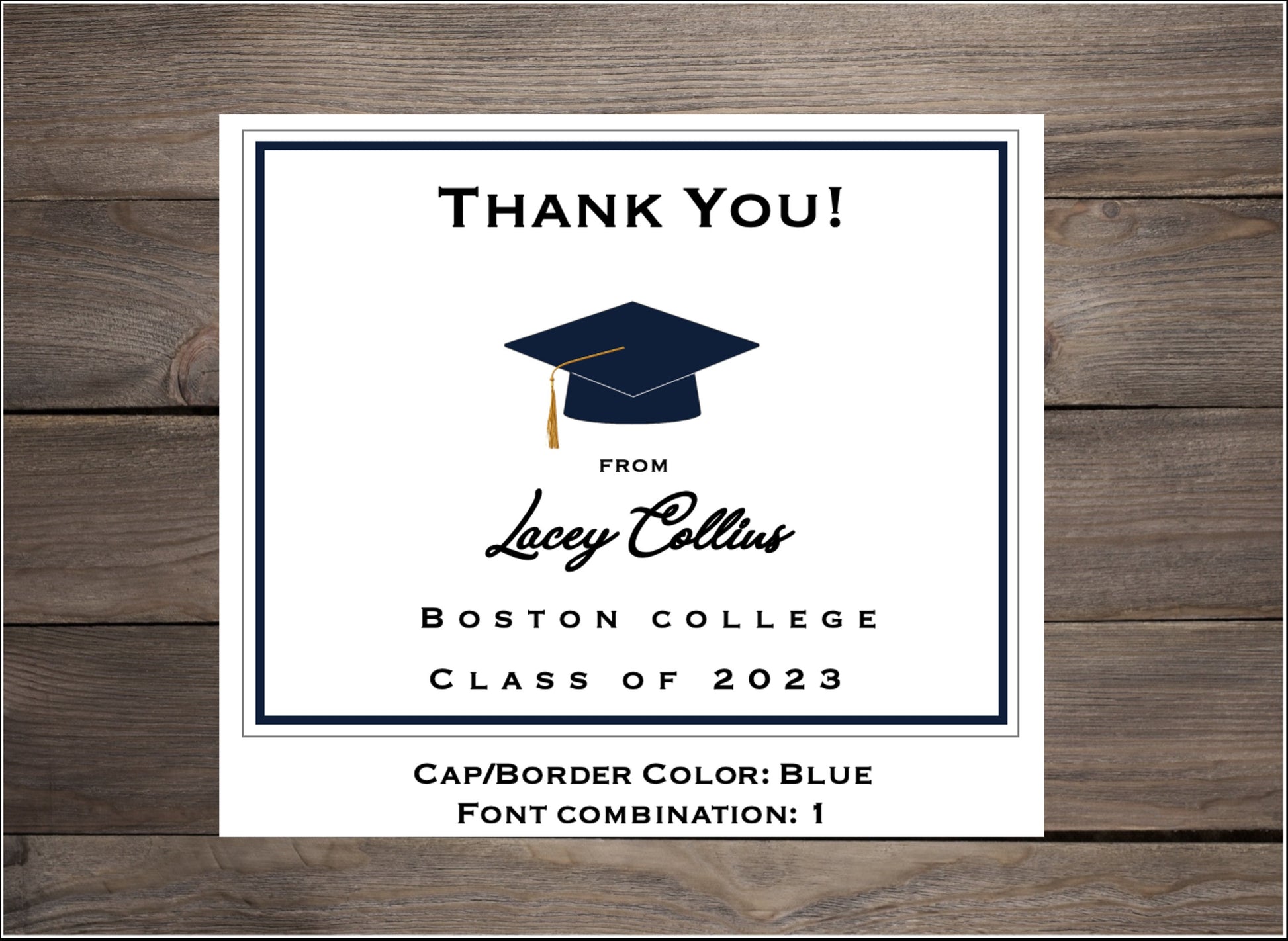 Personalized Graduation Thank You Card: Set of 10
