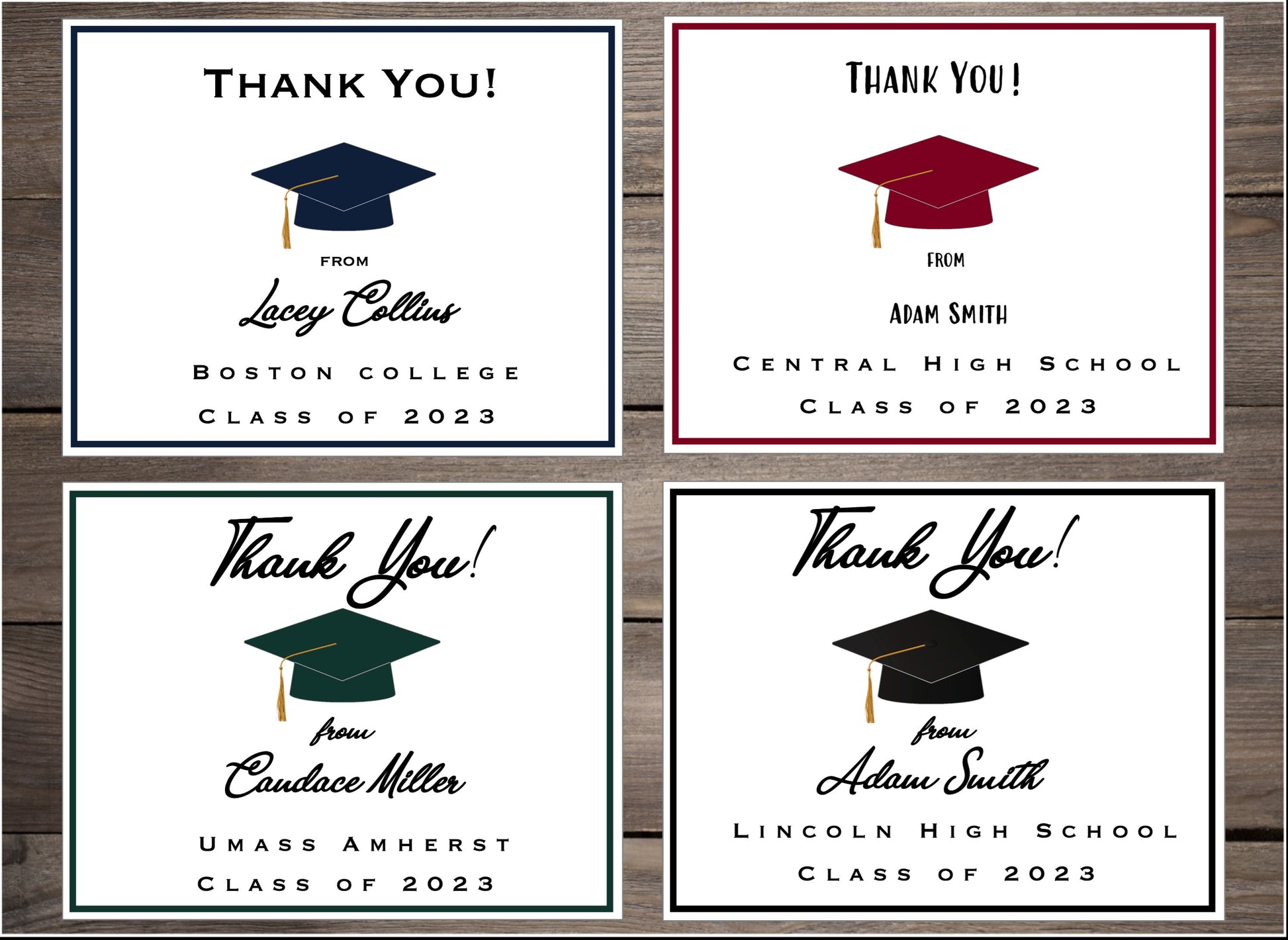 Personalized Graduation Thank You Card: Set of 10