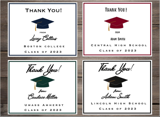Personalized Graduation Thank You Card: Set of 10