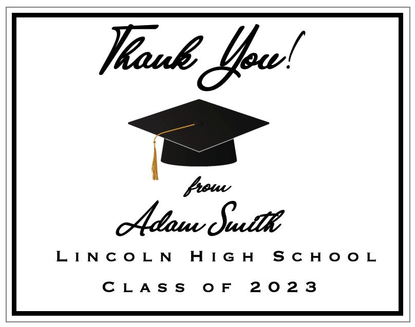 Personalized Graduation Thank You Card: Set of 10