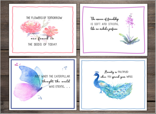 Watercolor Notecards - set of 8 blank cards