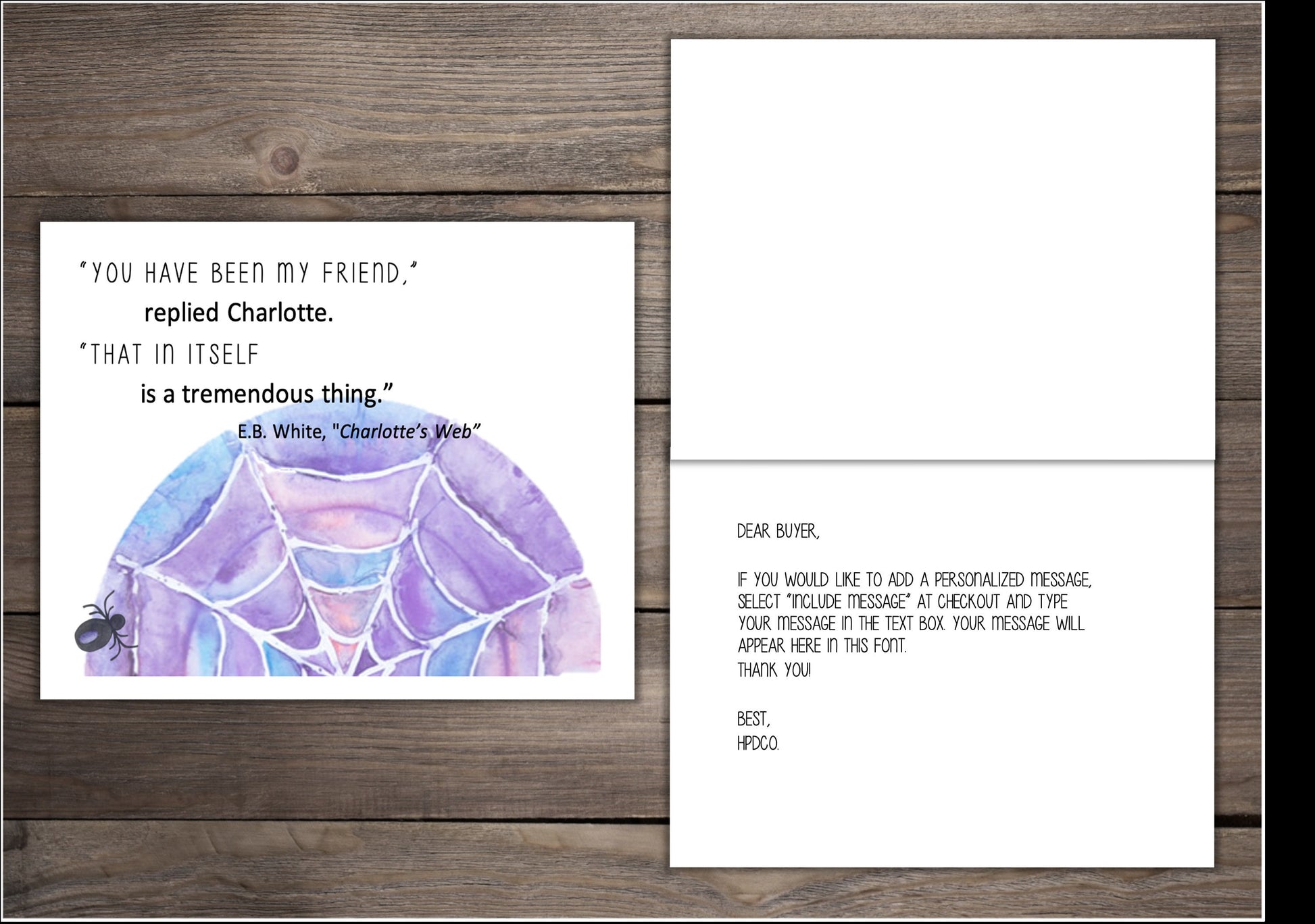 Friendship Card: Charlotte 's Web