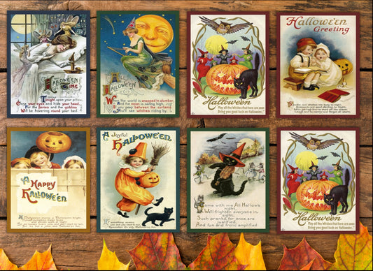Vintage Halloween Cards: set of 8