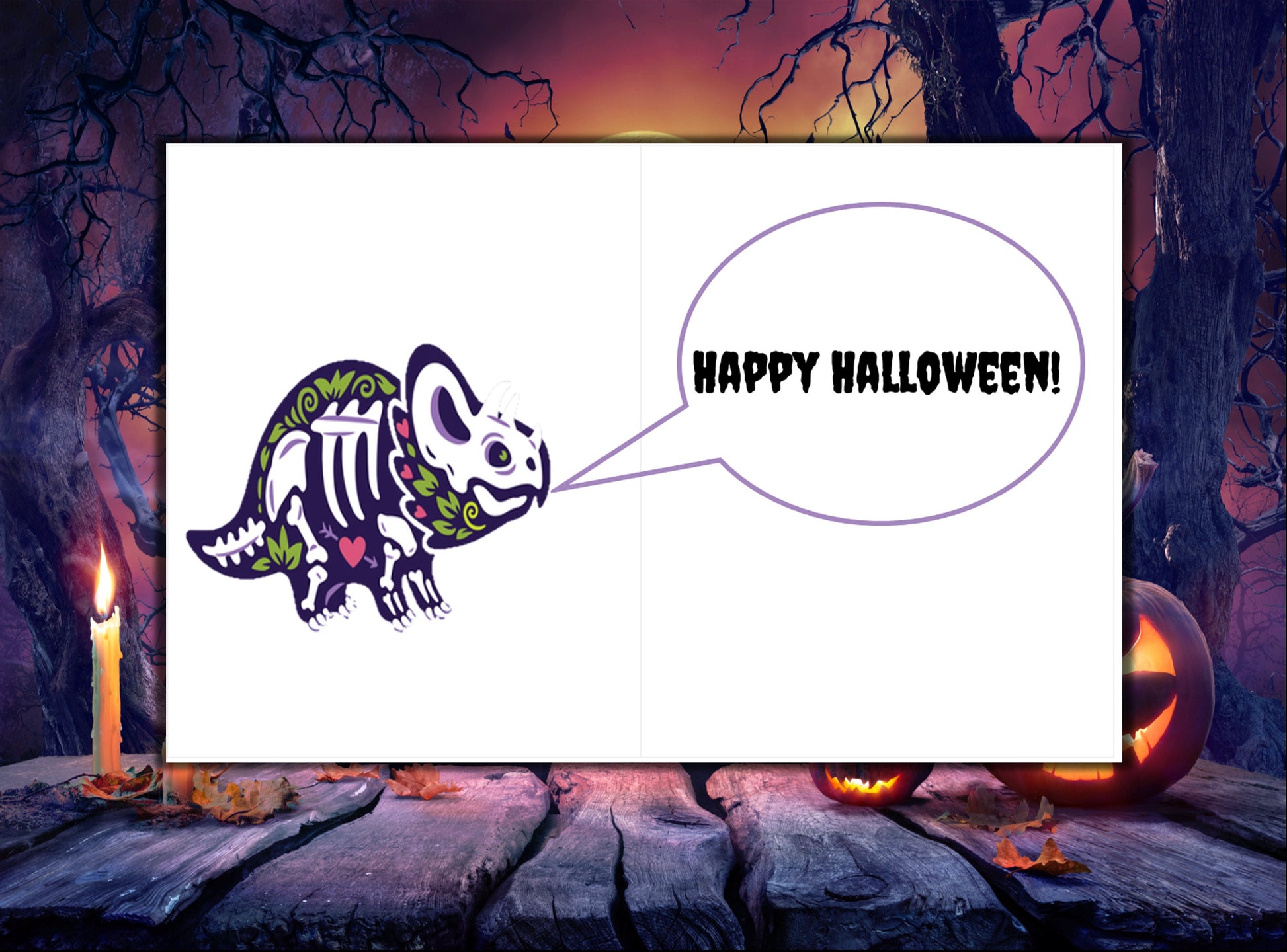 Kids' Dinosaur Halloween Cards: set of 4 or 8