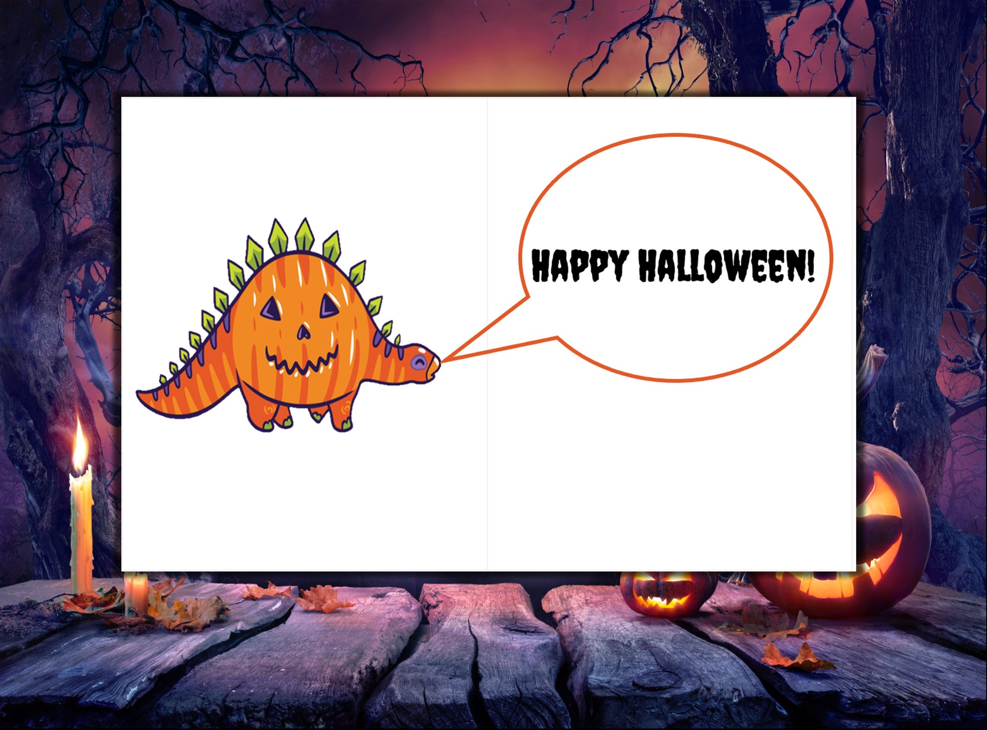 Kids' Dinosaur Halloween Cards: set of 4 or 8