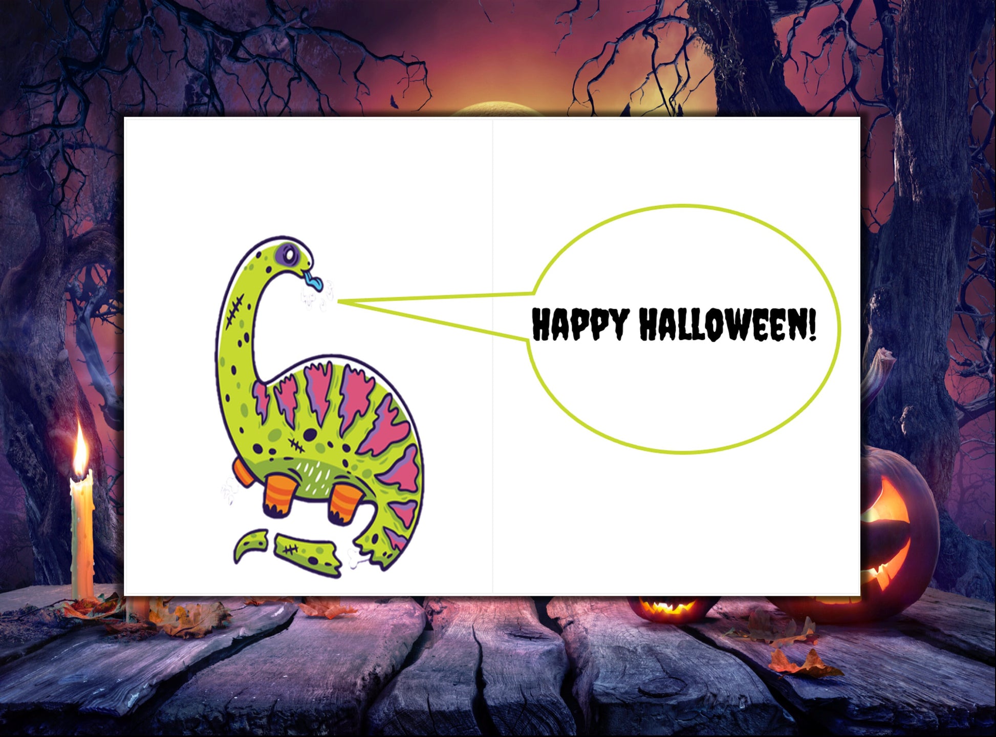 Kids' Dinosaur Halloween Cards: set of 4 or 8
