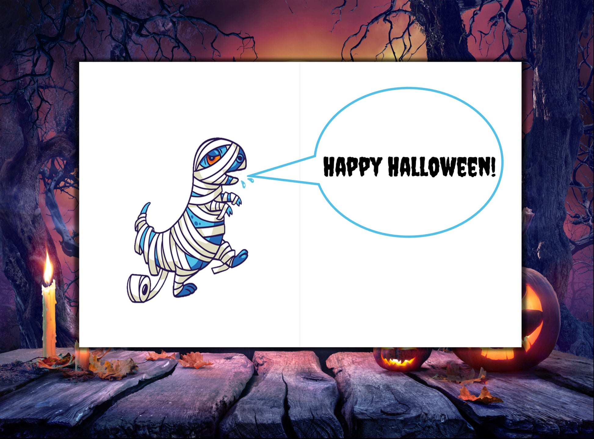 Kids' Dinosaur Halloween Cards: set of 4 or 8