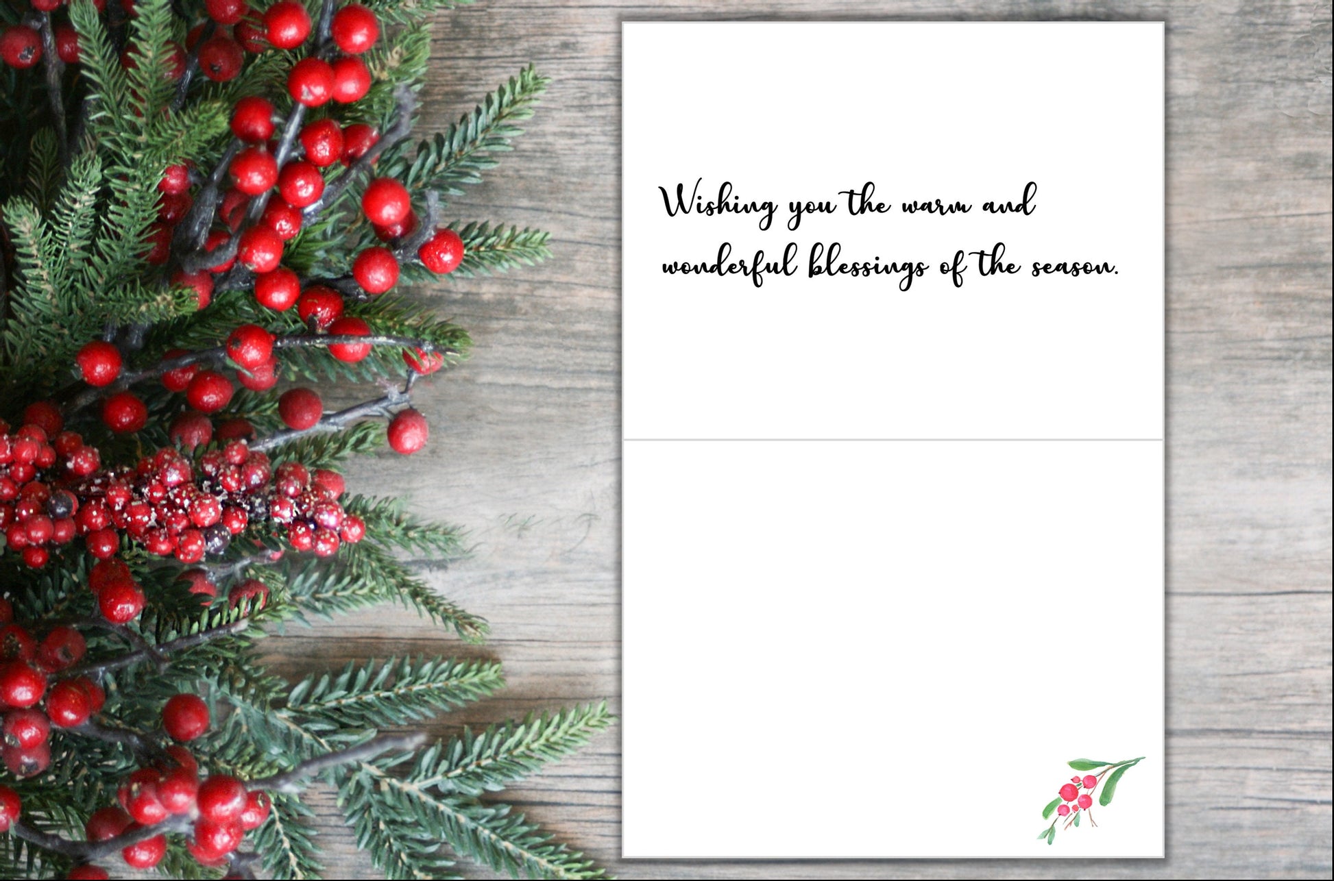 Merry Christmas Card: Holly Wreath