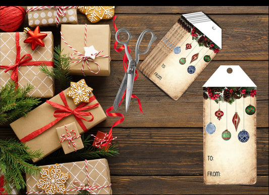 Vintage Ornament Gift Tags: Set of 50
