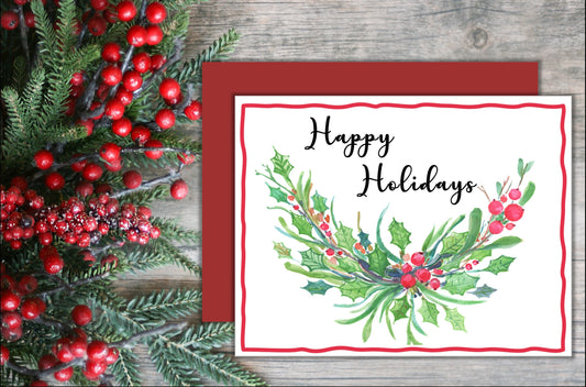 Happy Holidays Cards: Holly Berries
