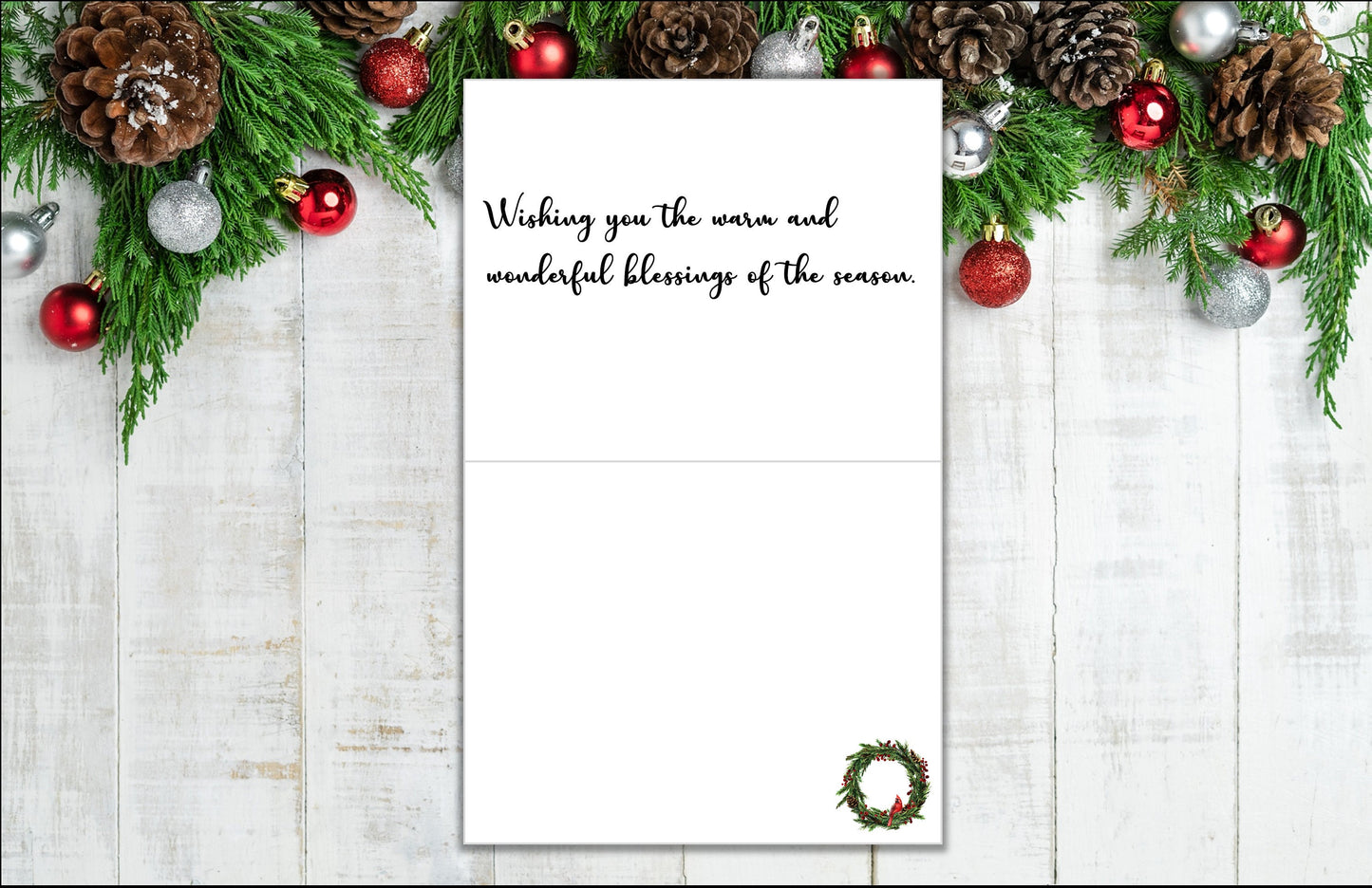Personalized Christmas Cards: Cardinal Wreath