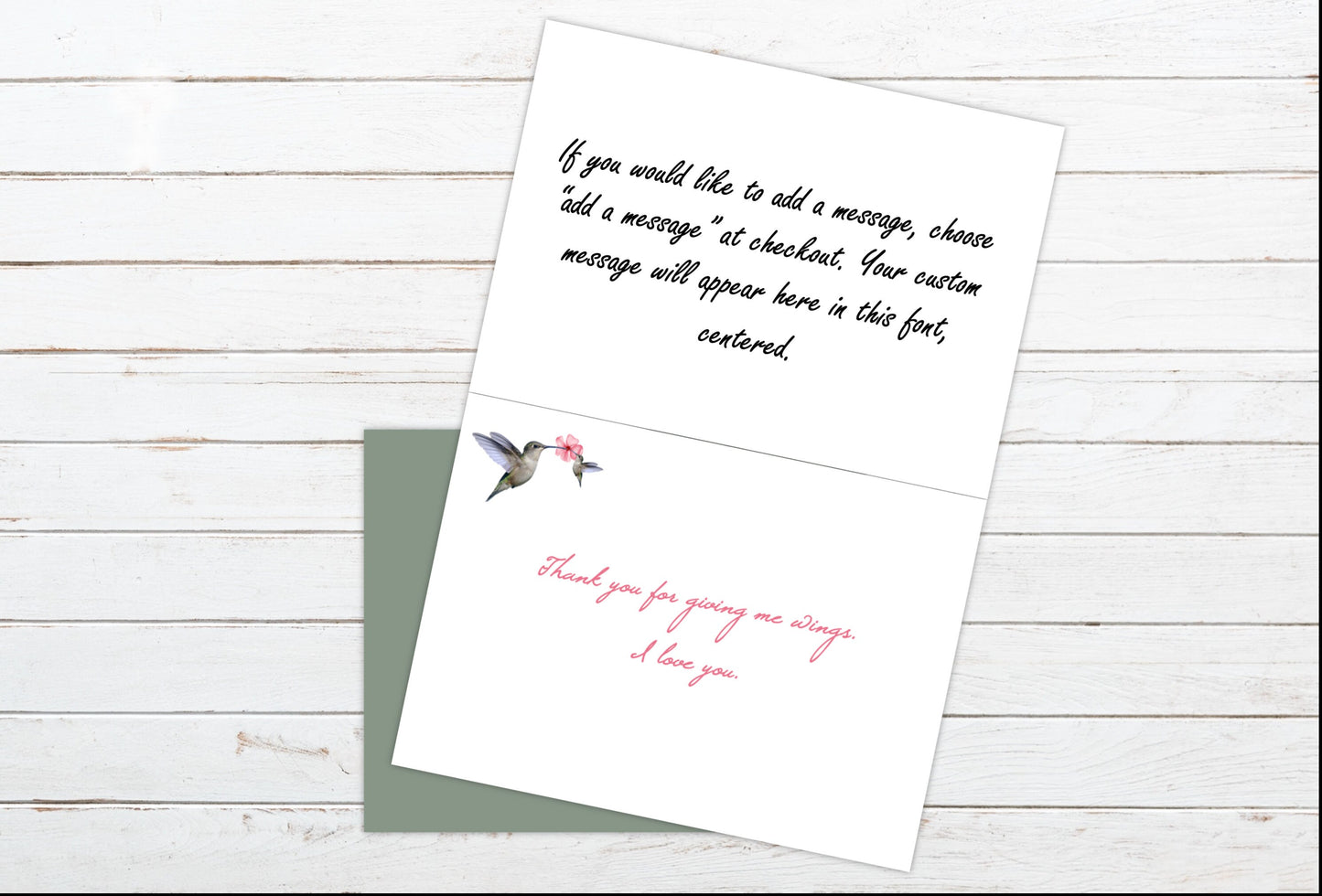Mother's Day Card - Hummingbird & Cherry Blossoms - Thank You Mom