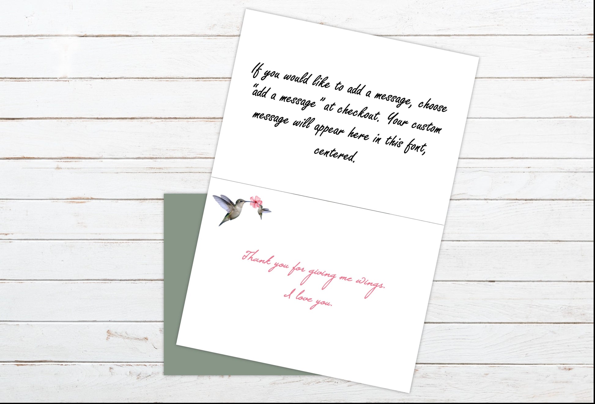 Mother's Day Card - Hummingbird & Cherry Blossoms - Thank You Mom