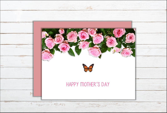 Mother's Day Card - Monarch Butterfly & Roses
