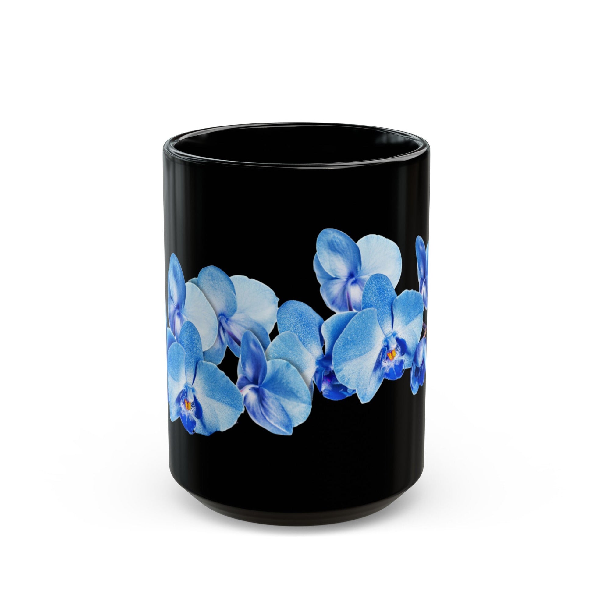 Blue Orchid Mug in black
