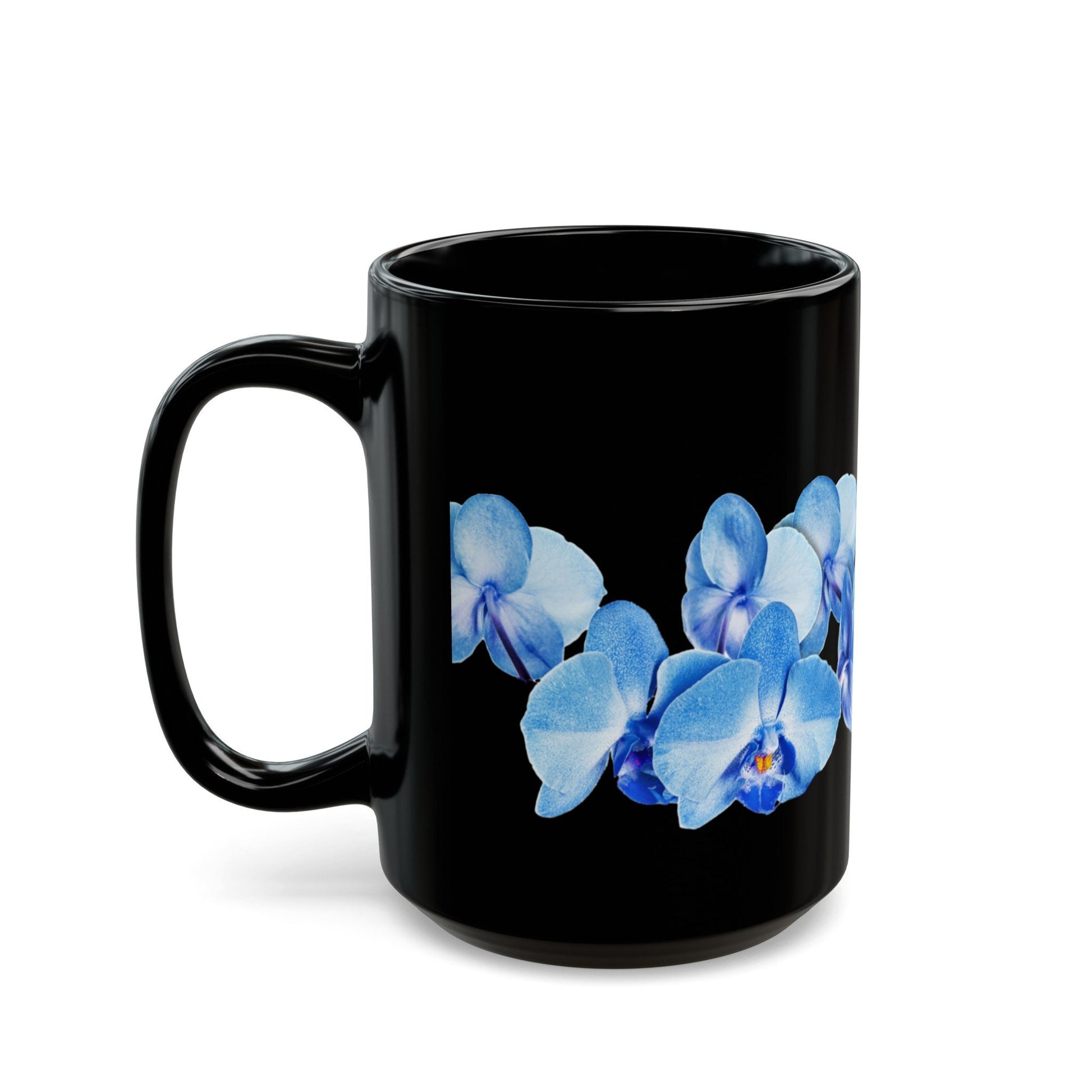 Blue Orchid Mug in black