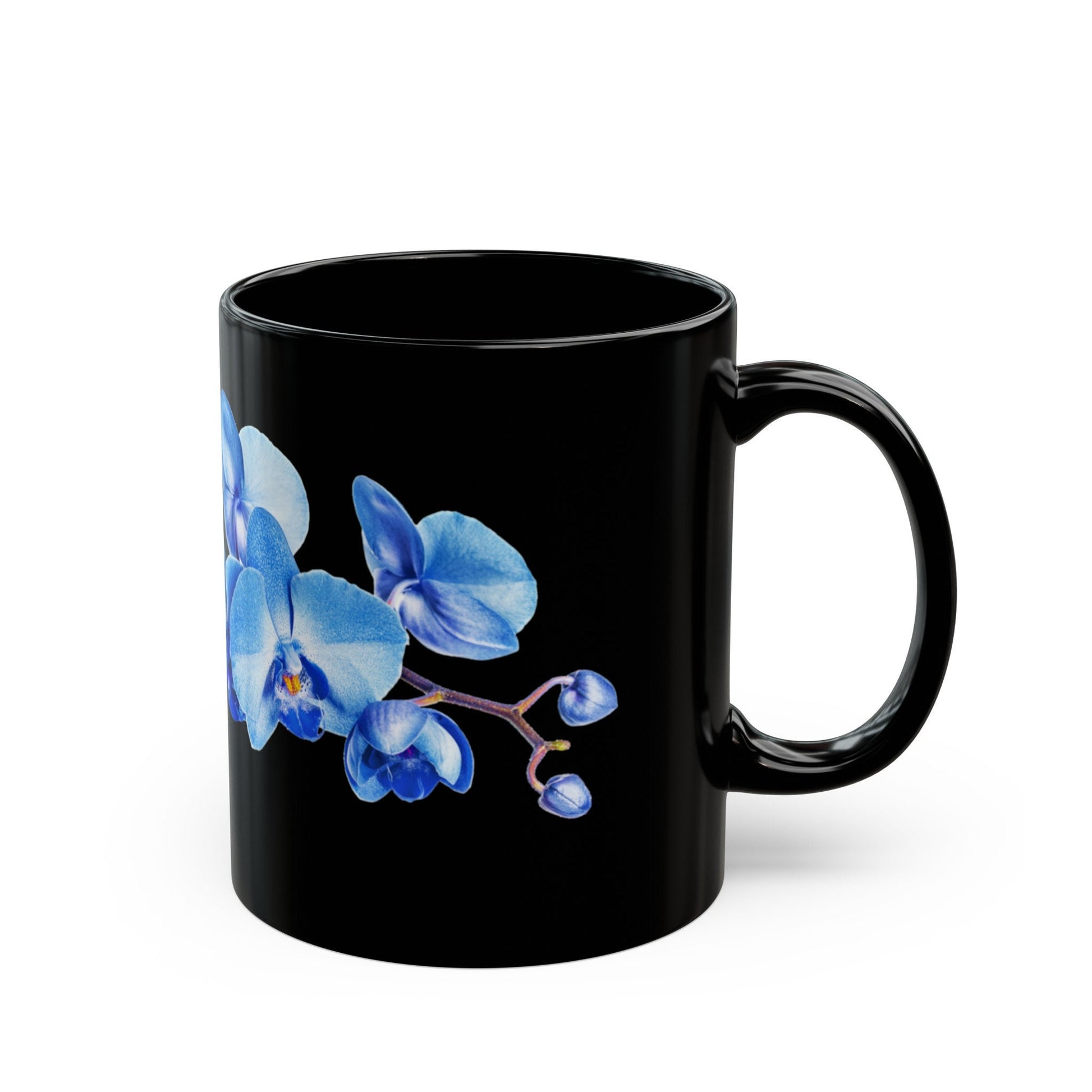 Blue Orchid Mug in black