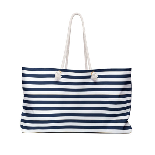 Weekender Tote: Navy & White