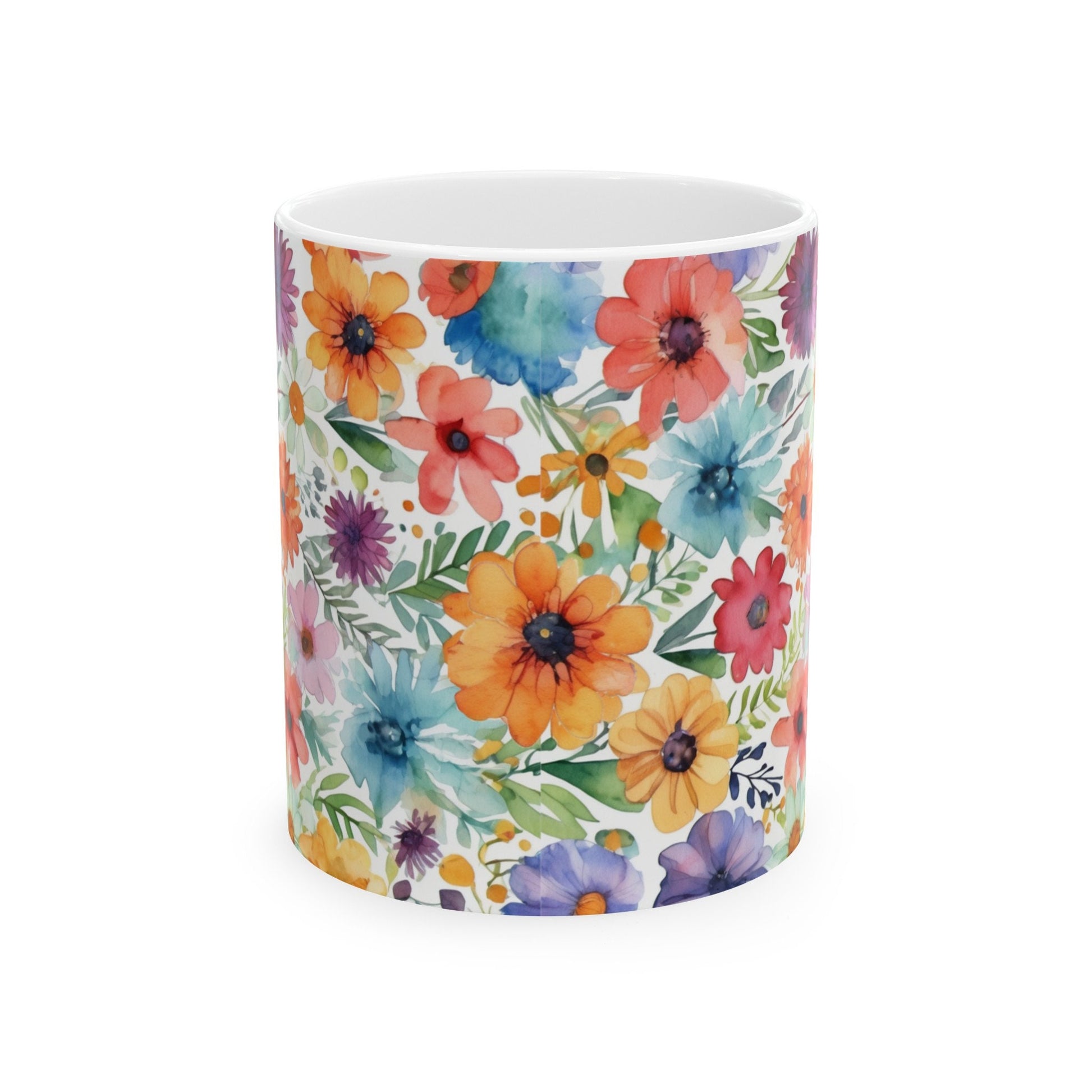 Watercolor Wildflowers Mug, wildflower mug, colorful flower mug, wildflowers