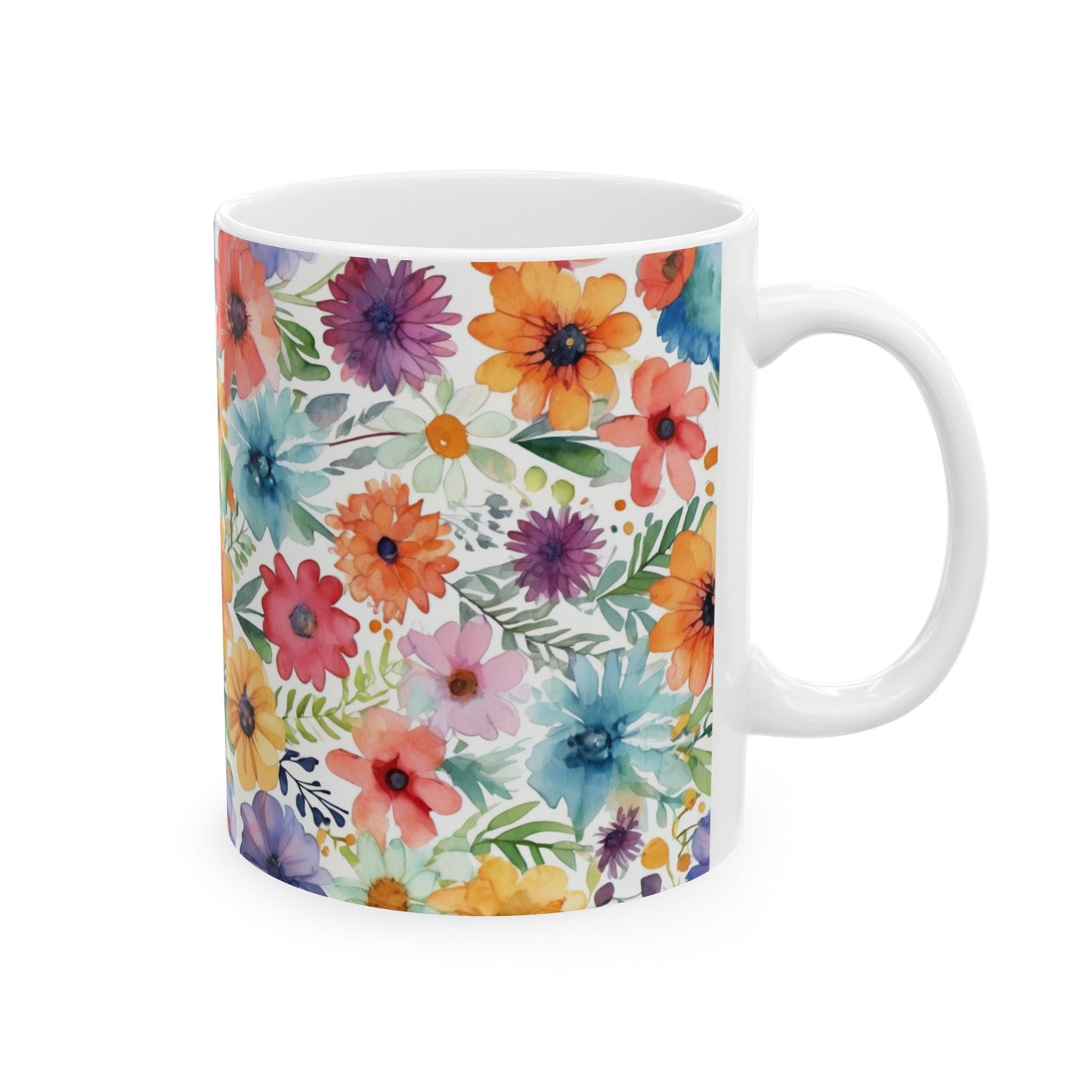 Watercolor Wildflowers Mug, wildflower mug, colorful flower mug, wildflowers