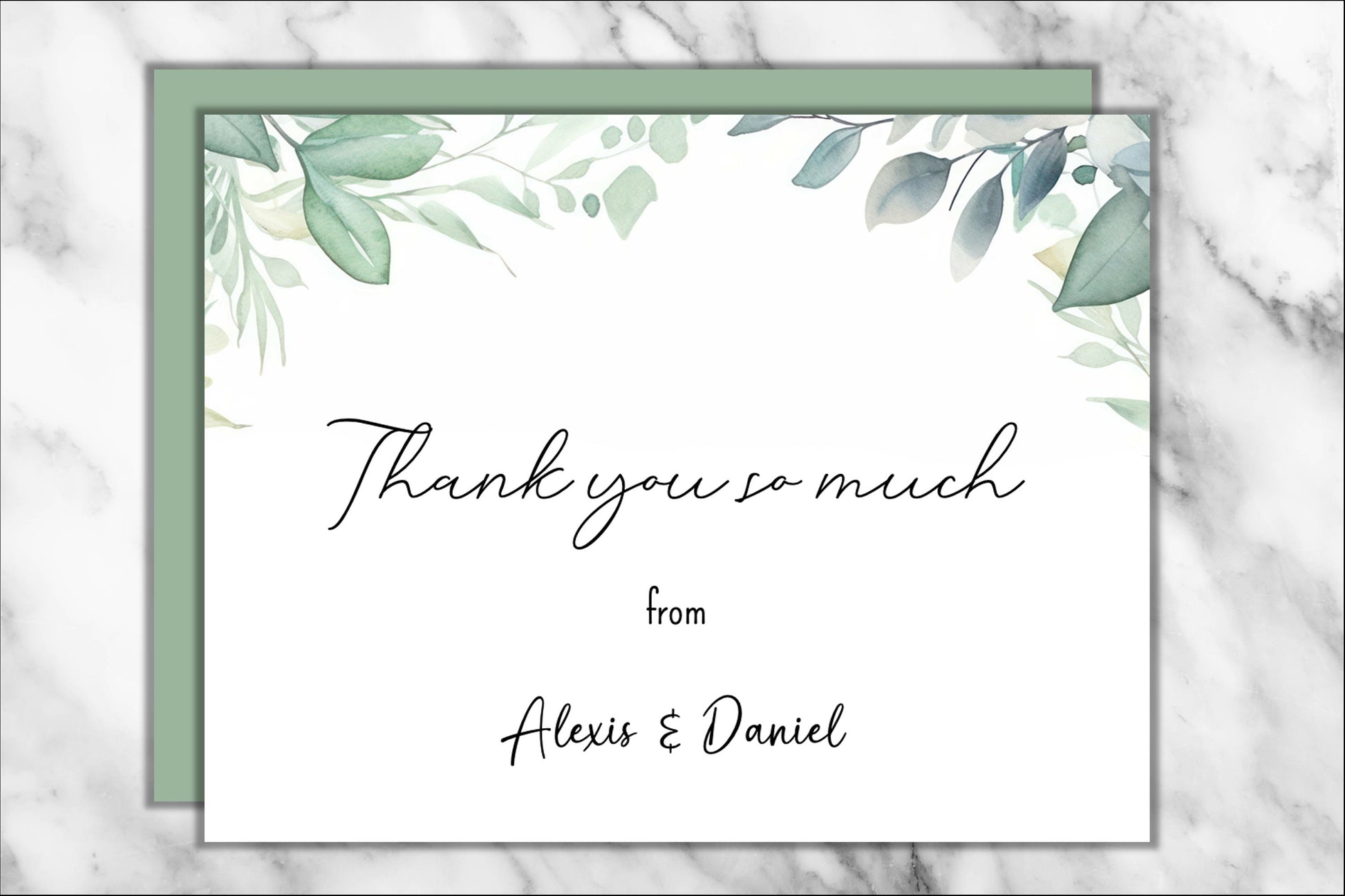 Set of Personalized Wedding Thank You Cards with Envelopes, wedding thank you cards, thank you card for wedding