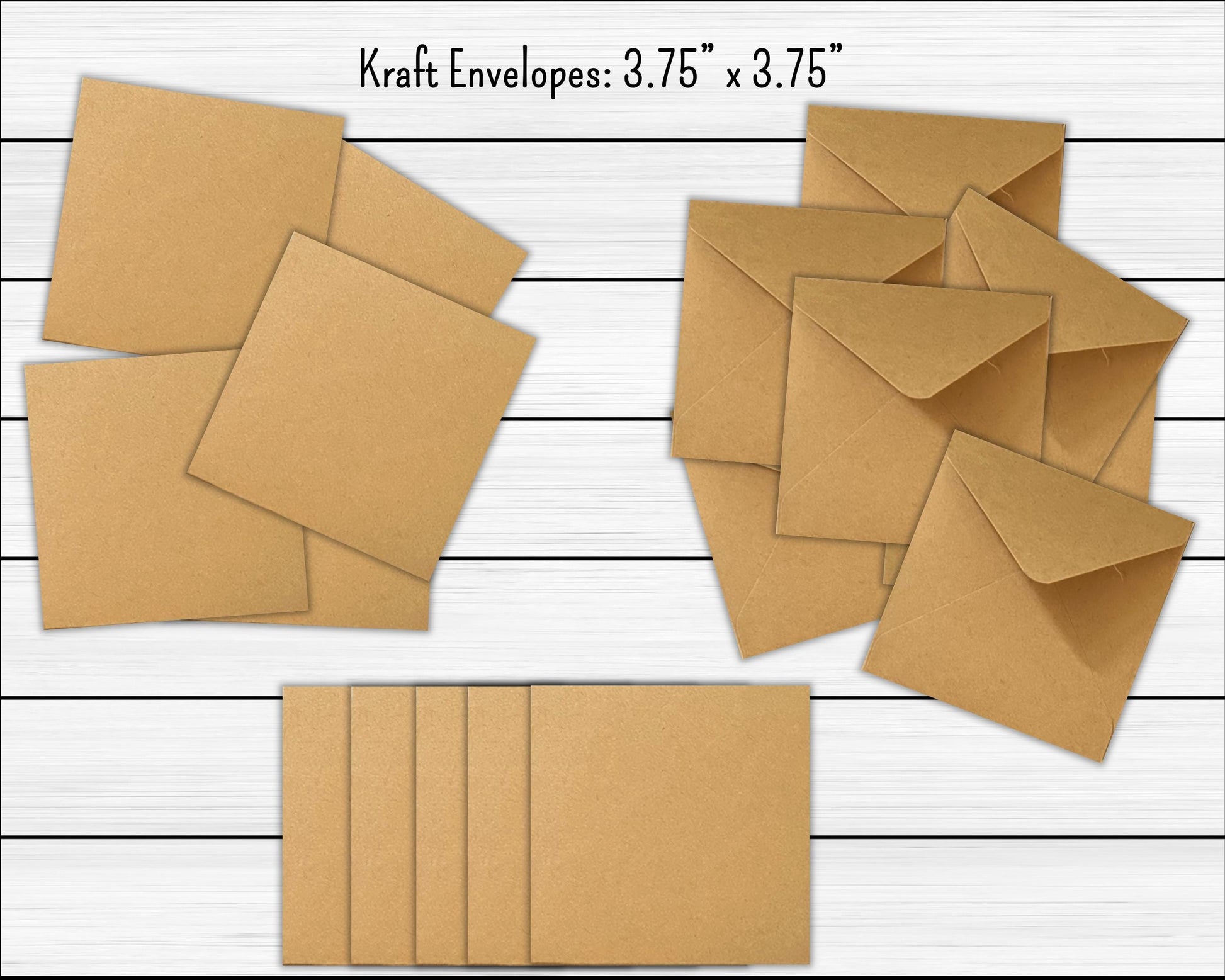 Mini Kraft Square Envelopes (3.75" x 3.75") - set of 25 or 50