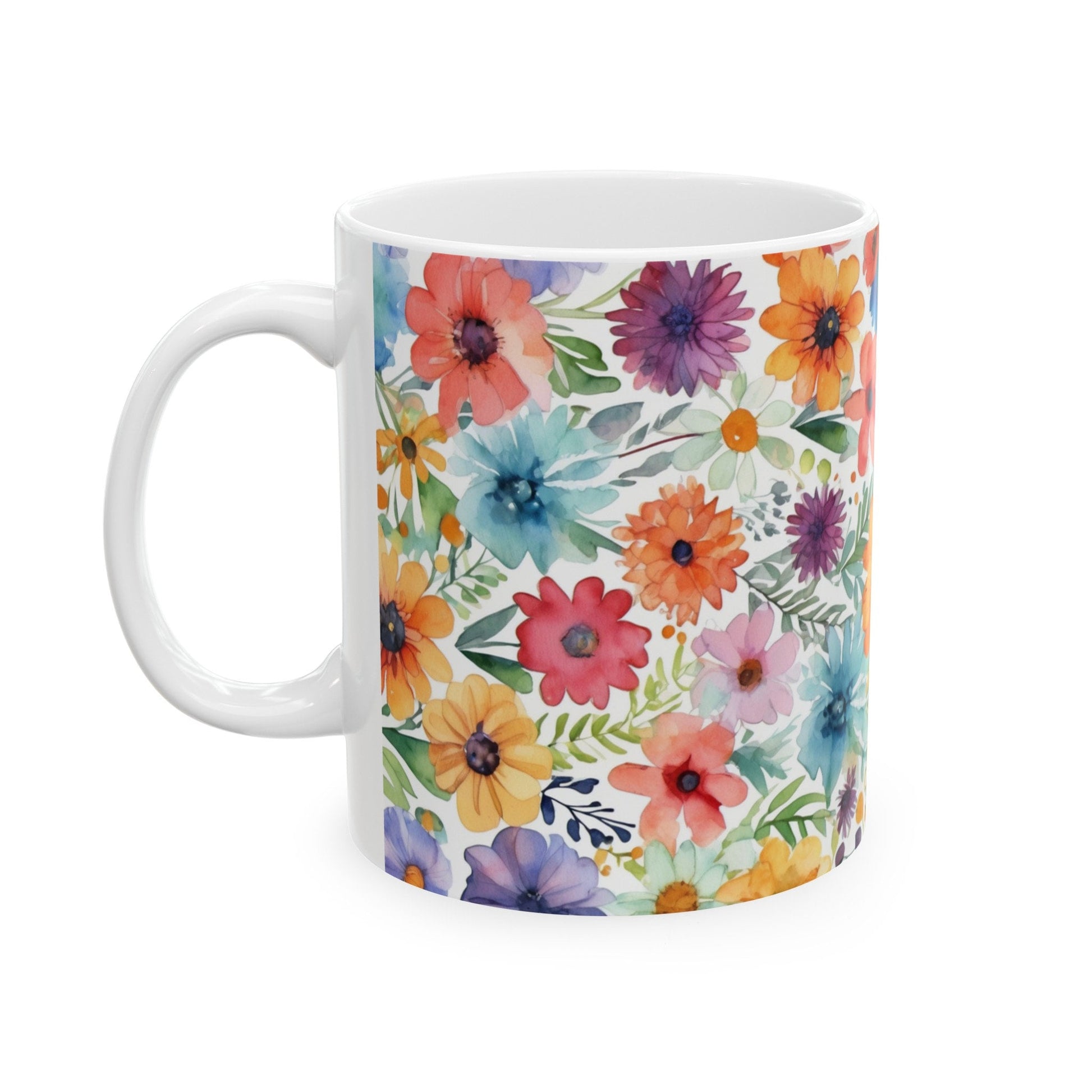 Watercolor Wildflowers Mug, wildflower mug, colorful flower mug, wildflowers