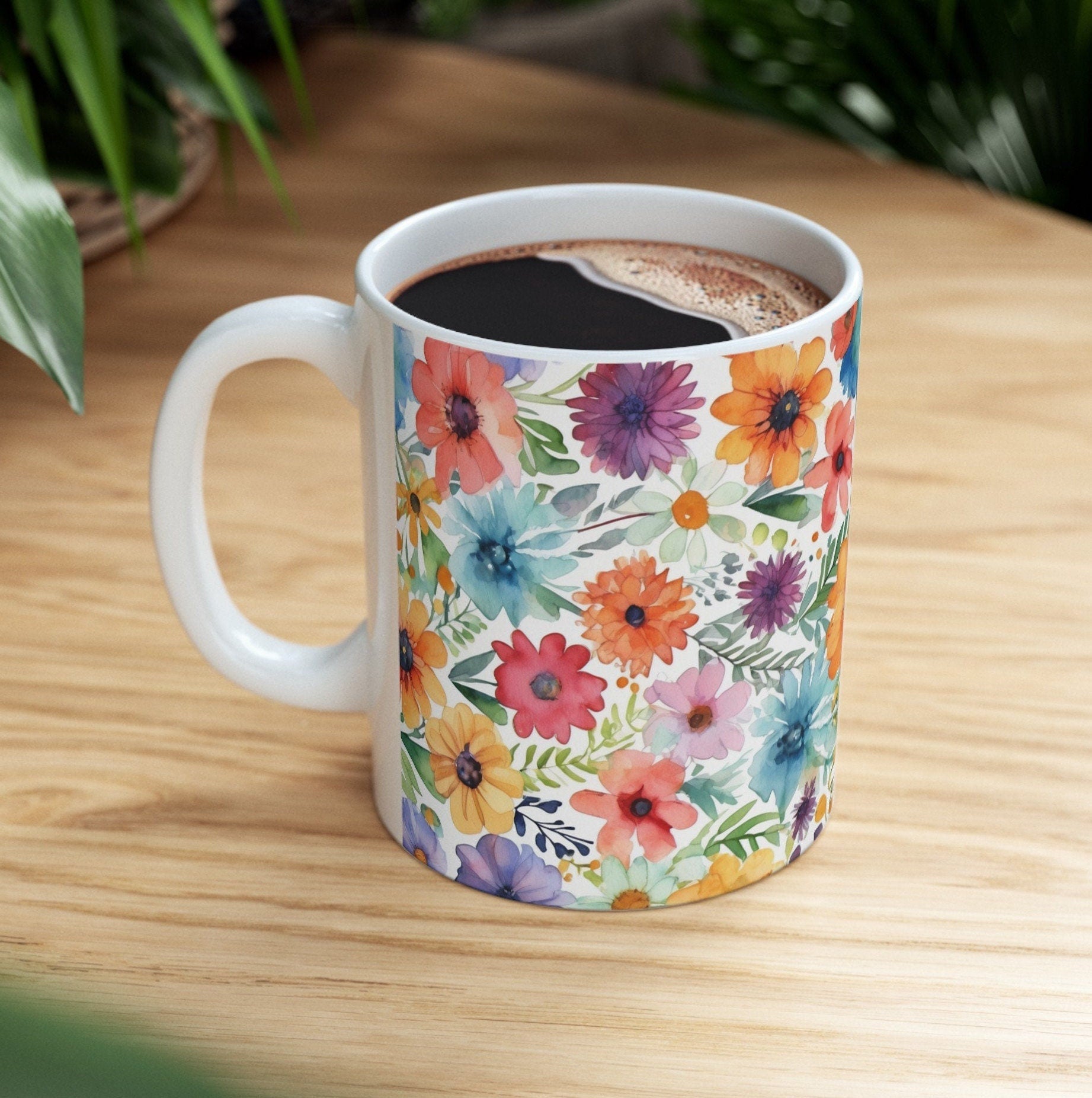 Watercolor Wildflowers Mug, wildflower mug, colorful flower mug, wildflowers