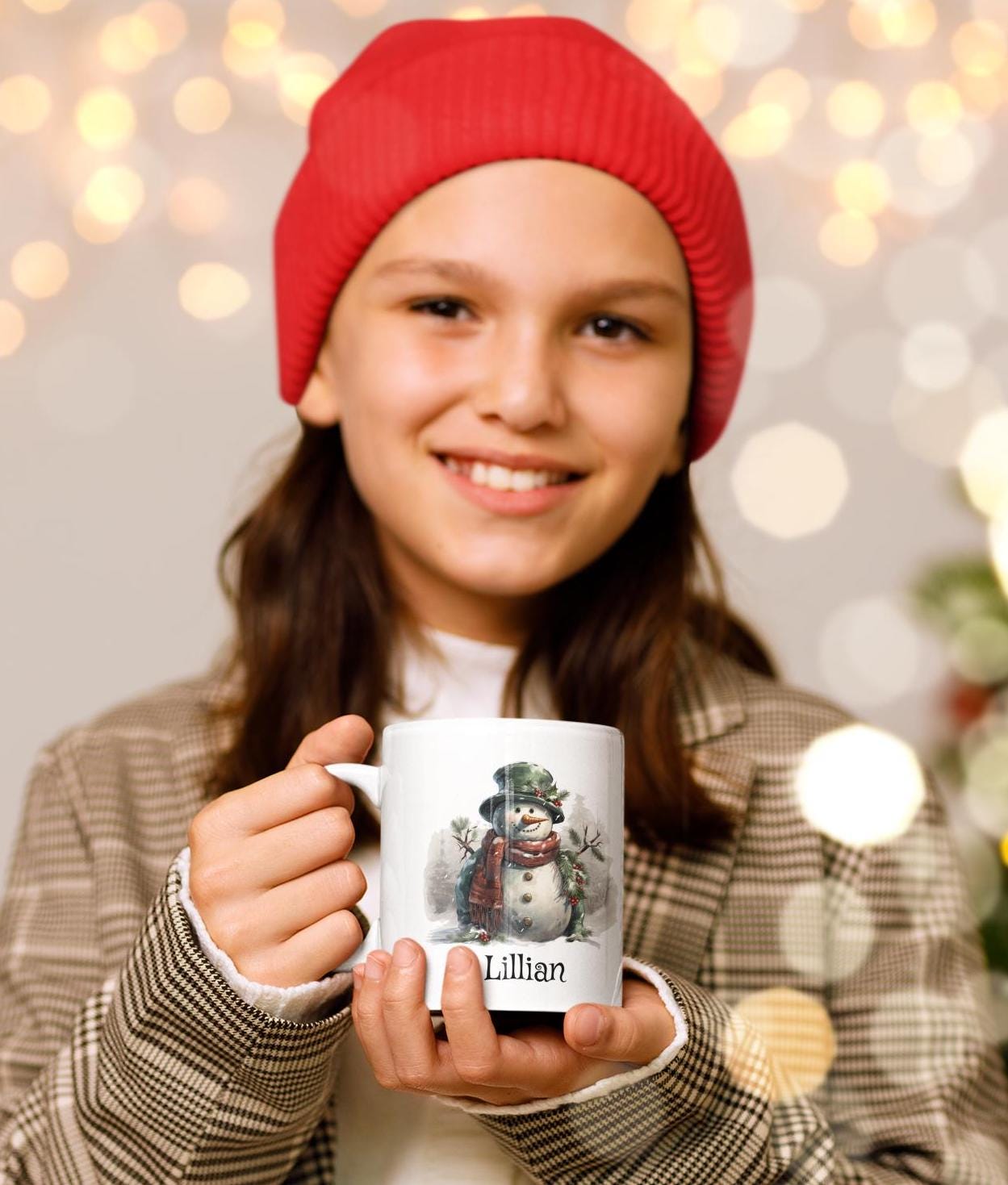 Personalized Holiday Ceramic Mug, Snowman Christmas Mug