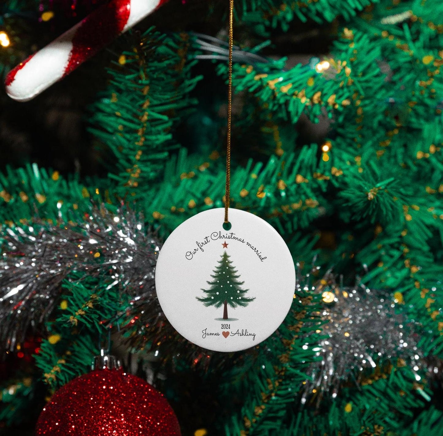 Our First Christmas Married Personalized Ornament