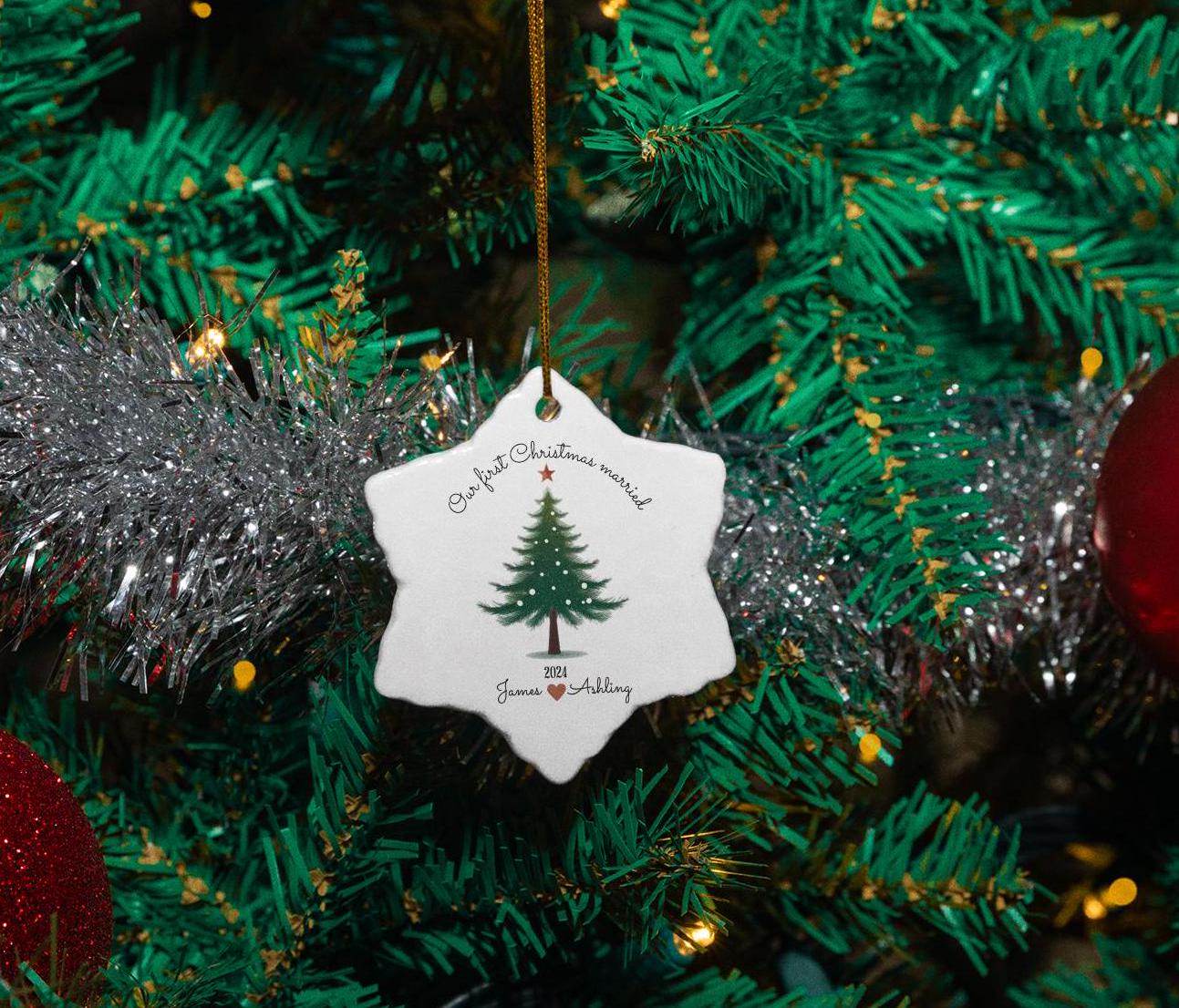 Our First Christmas Married Personalized Ornament