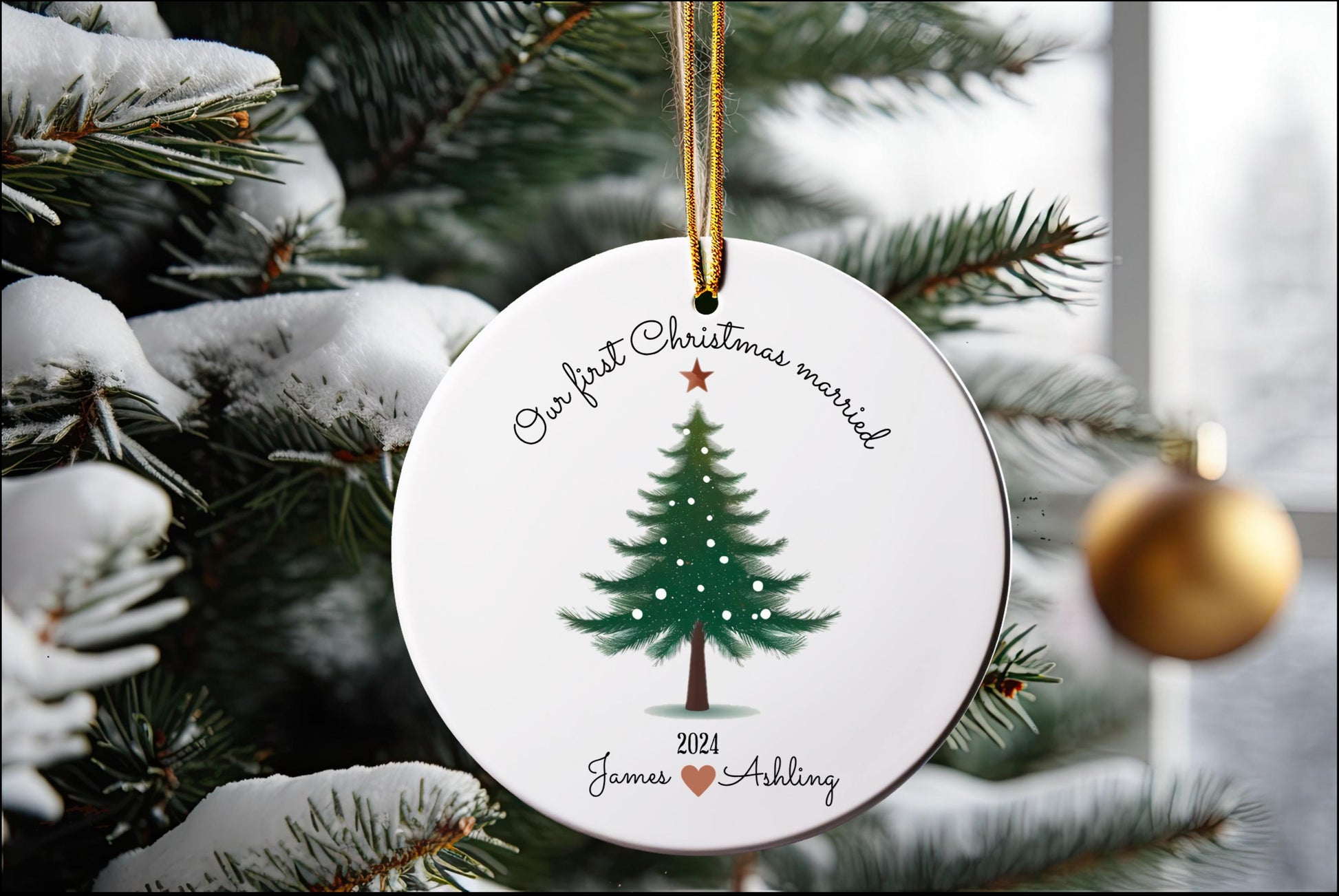 Our First Christmas Married Personalized Ornament