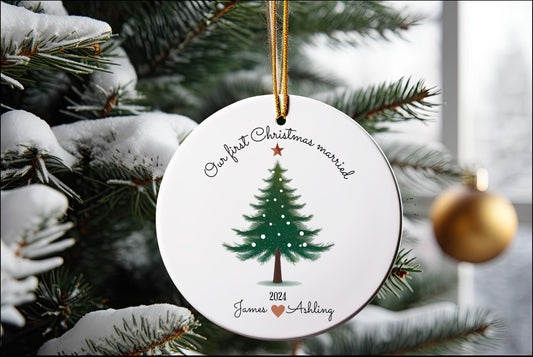 Our First Christmas Married Personalized Ornament
